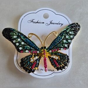Gemstone Butterfly Brooch